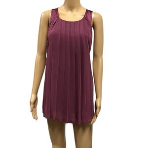 Liz Lange Maternity Sleeveless Pleated Overlay Tie Belted Waist Blouse Small